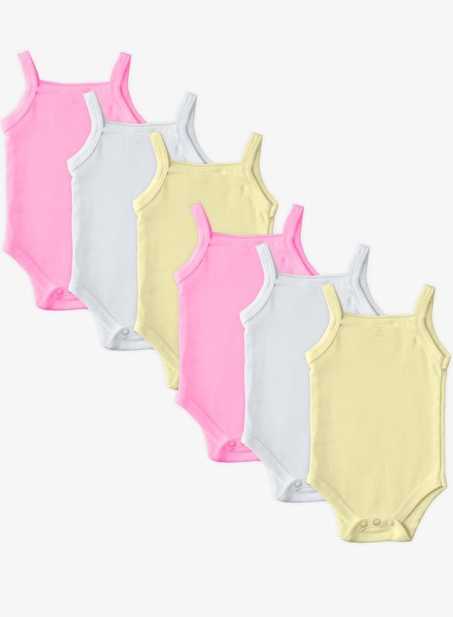 بابيز_بيسك طقم 6 قطع - بودي سوت بلا اكمام 100% قطن سوبر كومبد - Image 1